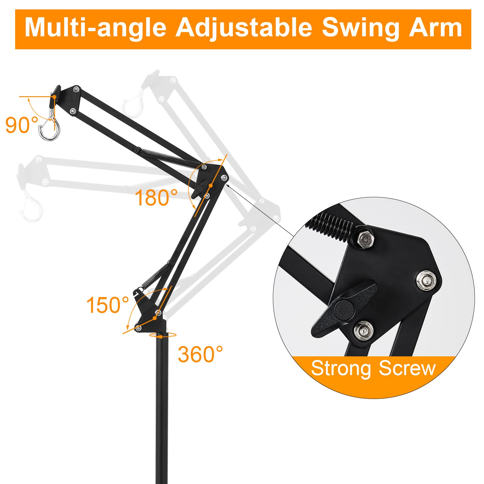 DXOVEEN reptile lamp stand 360 swing arm enables precise light angles