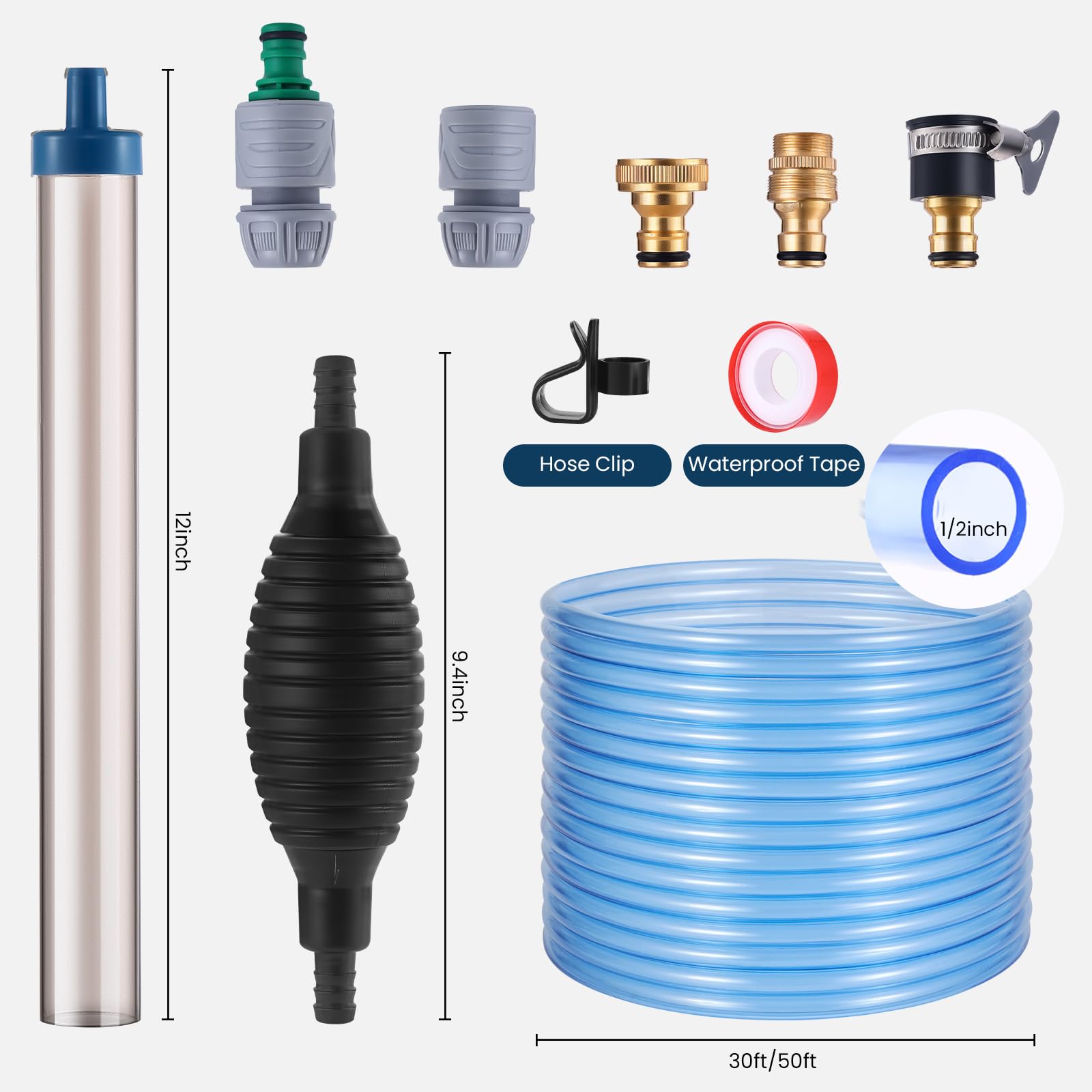 DXOVEEN 50ft option facilitates top-to-bottom water changes in larger aquariums