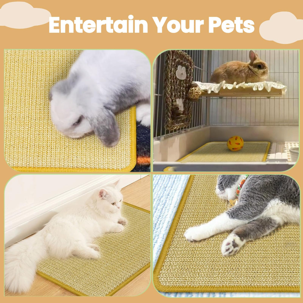 DYAUS Sisal mat doubles as a cozy resting spot for bunnies.
