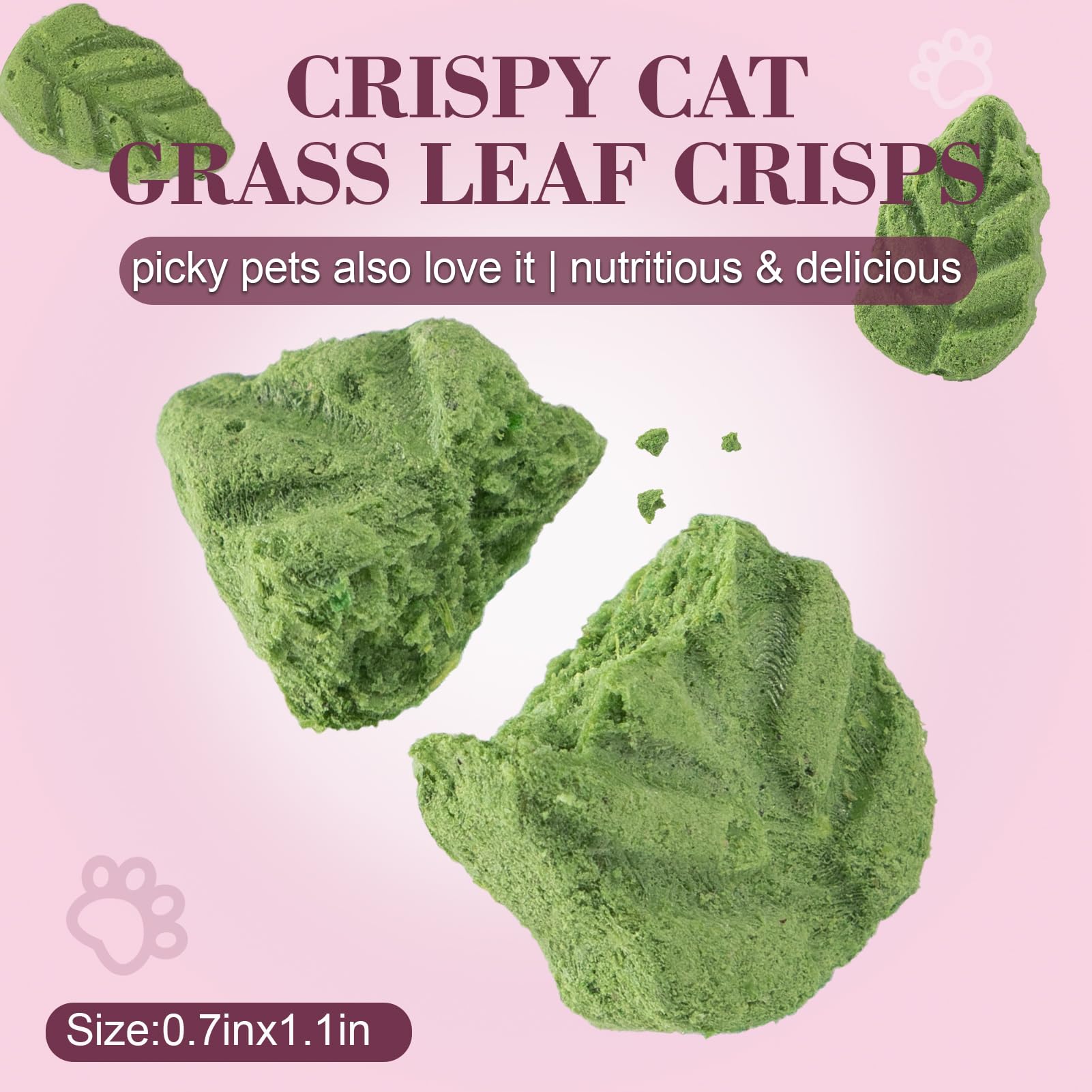 Dylan's Cabin Freeze Dried Cat Grass Treats closeup shows crisp color and protein-rich leaves