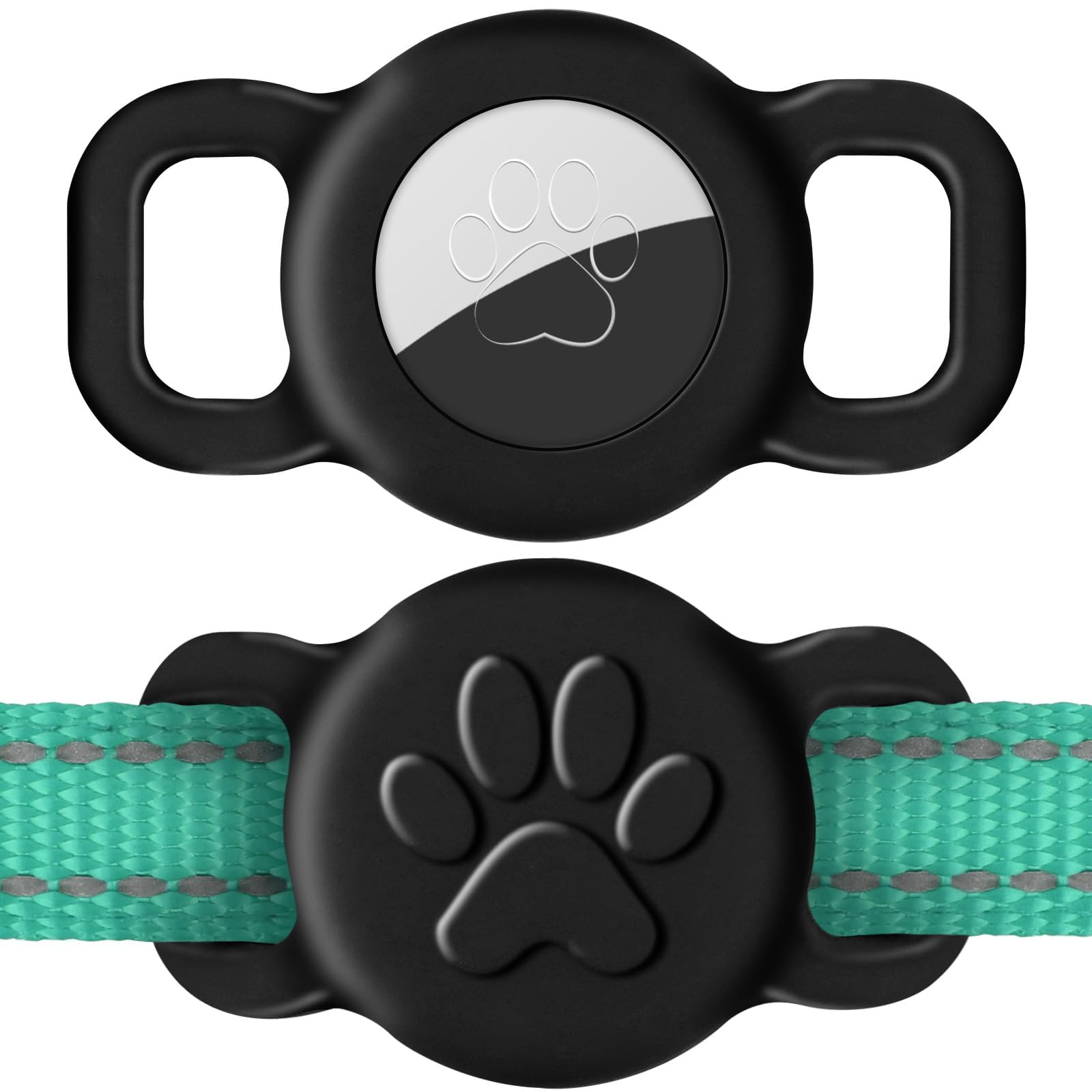 Dynmeow Airtag collar holder with slide-on design demonstrates secure fit on a cat collar
