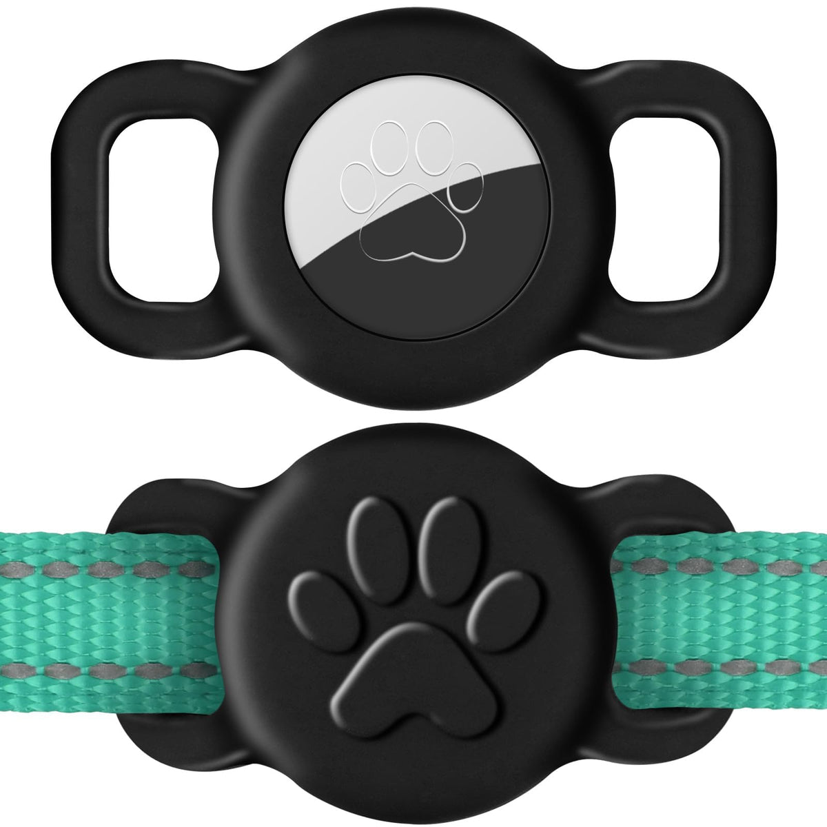 Dynmeow Airtag collar holder with slide-on design demonstrates secure fit on a cat collar