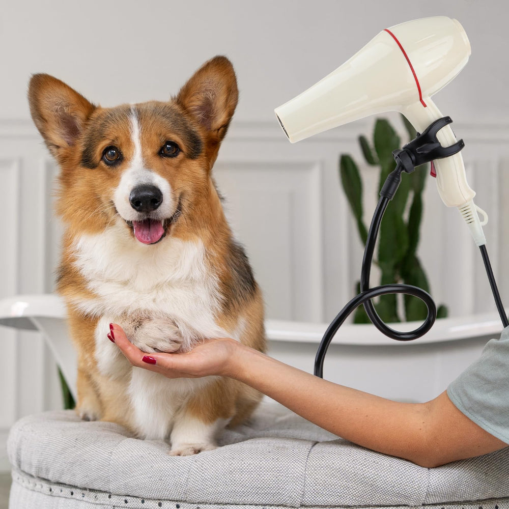 DYNWAVE dog hair dryer stand aluminum tube build offers lightweight durability.