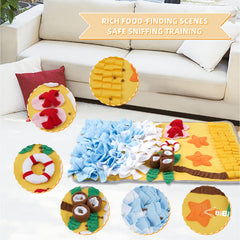 DyPinYise snuffle mat coconut tree and slippers hide treats for engaging scent work sessions.