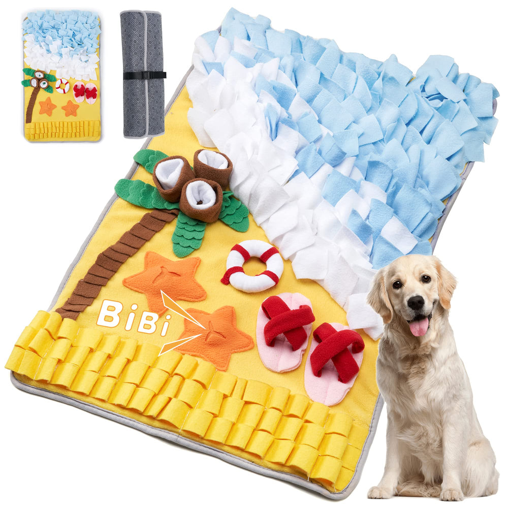 DyPinYise snuffle mat waves beach scene promotes slow feeding and mental enrichment.