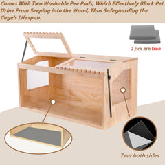 DZWLKJ wooden hamster cage with easy sliding door for quick access.