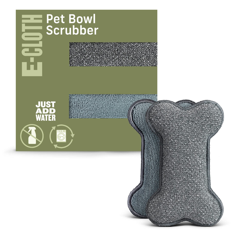 E-Cloth Pet Bowl Scrubber two-sided design for quick, water-only cleaning