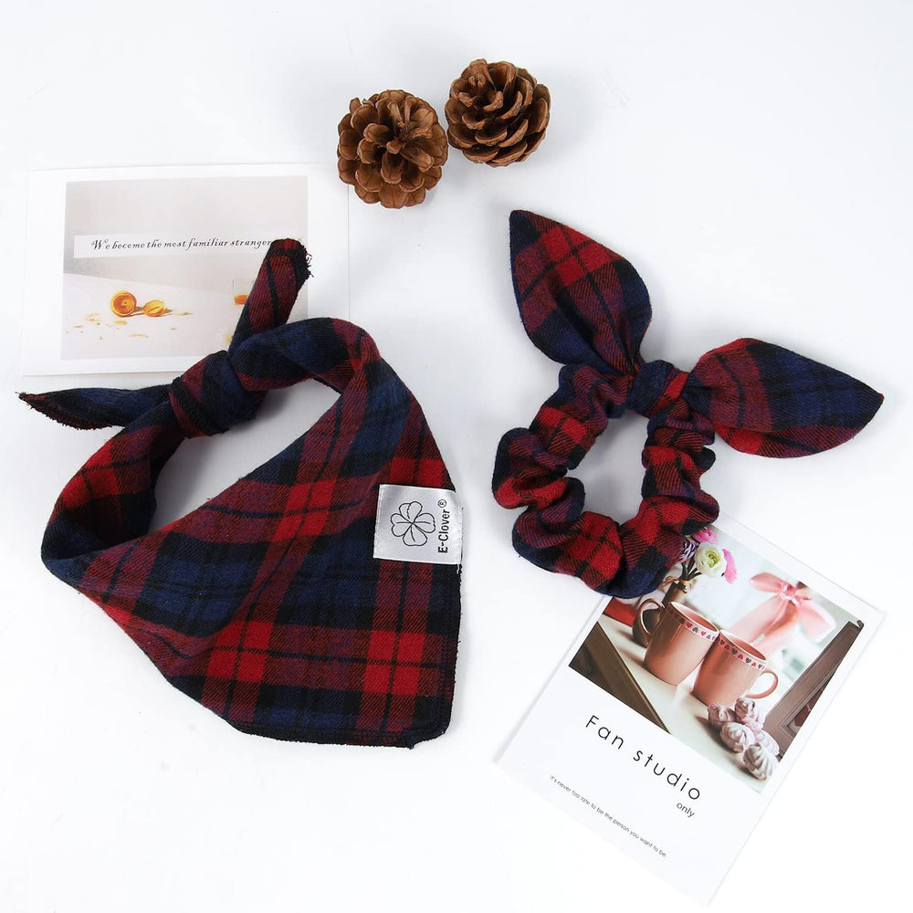 E-Clover bow scrunchie worn as a hair accessory and style option.