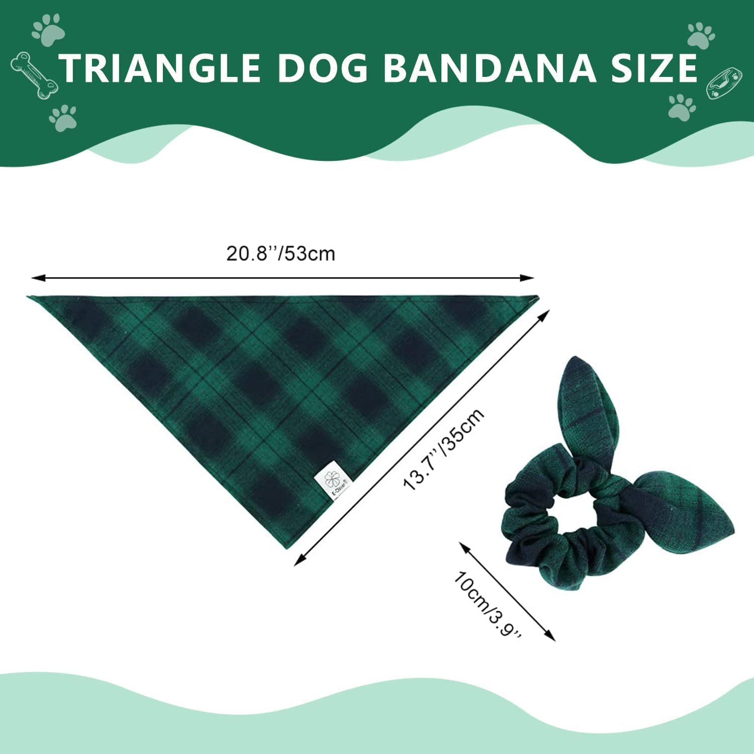 E-Clover dog bandana closeup shows soft, breathable polyester fabric.