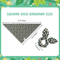 Close view of E-Clover dog bandana on the neck showing adjustable fit up to 21.2 inches for comfort.