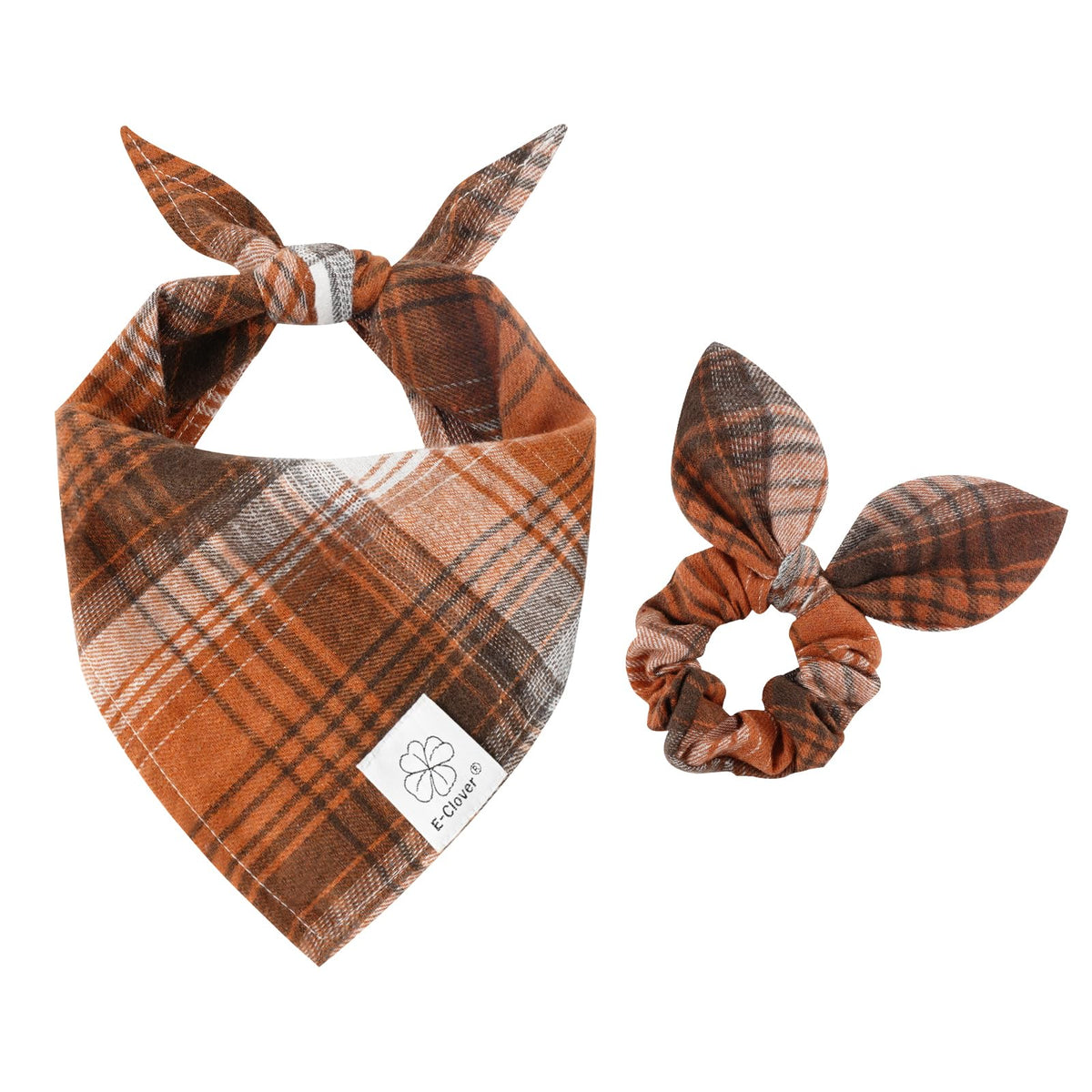 E-Clover fall dog bandana 26inch shows adjustable fit for medium to large dogs.