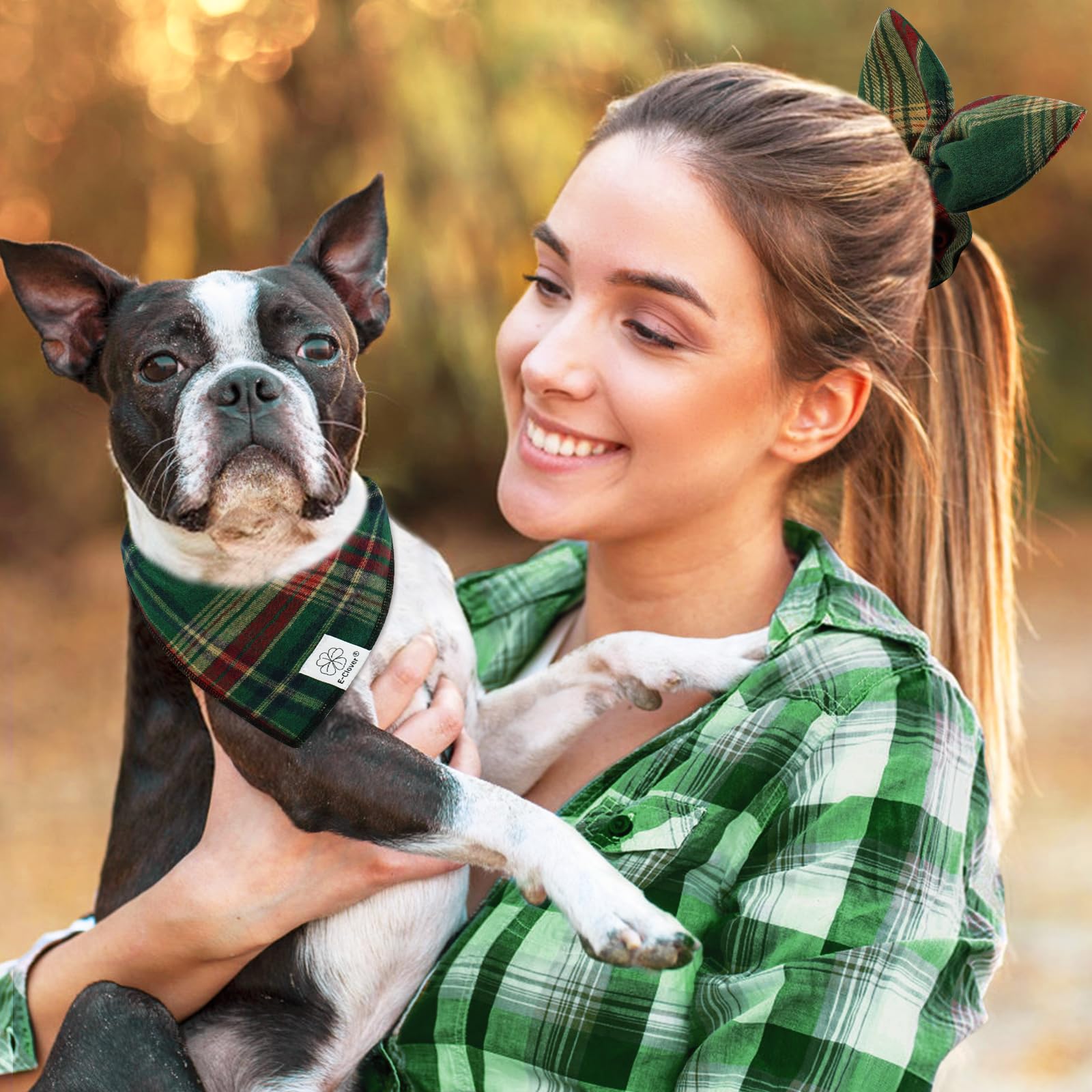 E-Clover handmade soft dog kerchief adds warmth and durability.