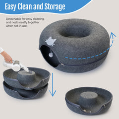 E & E's Meow Mansion donut entrance focus demonstrates convenient tunnel access for play.