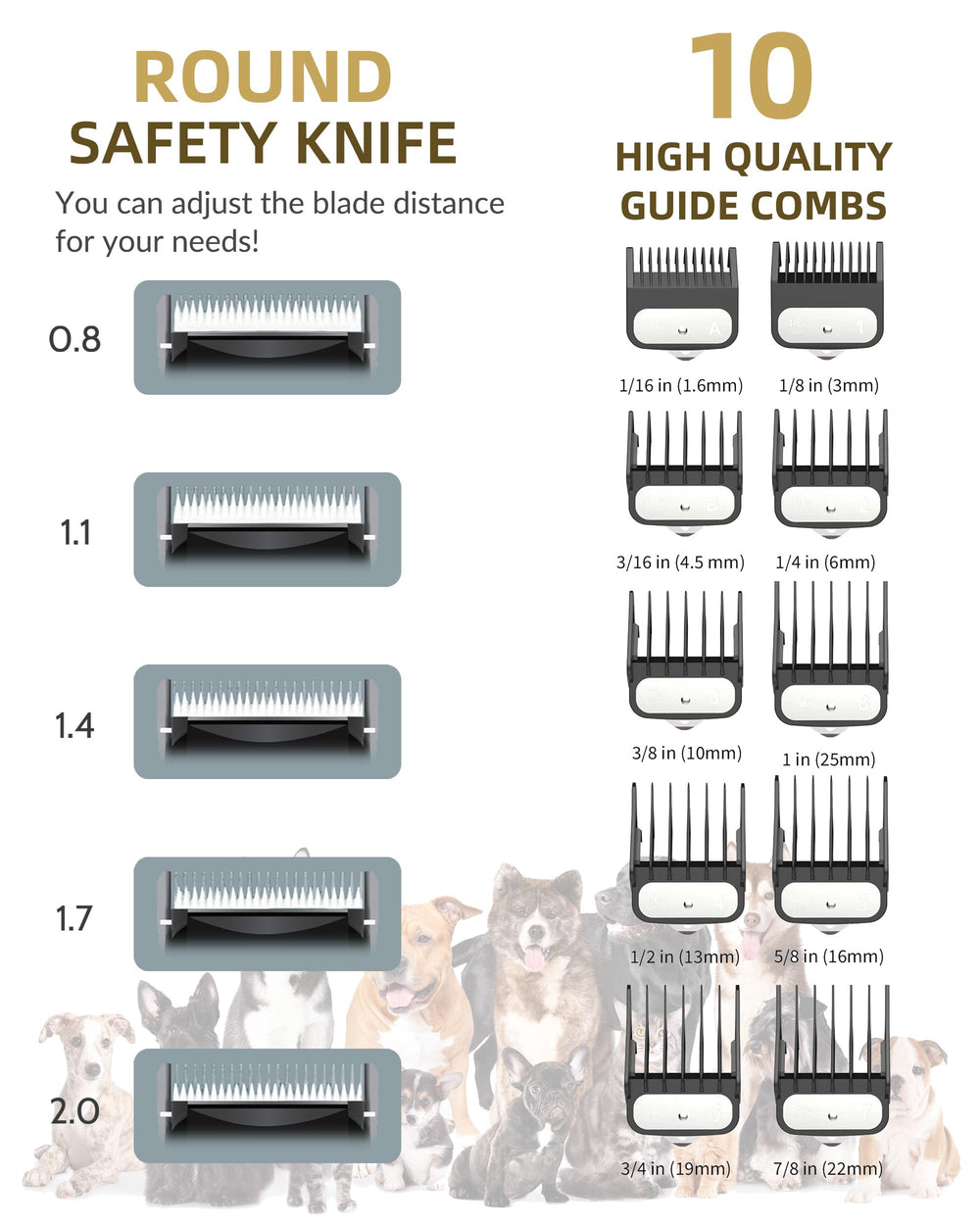 E-Hunter dog clippers detachable blades for easy cleaning and maintenance