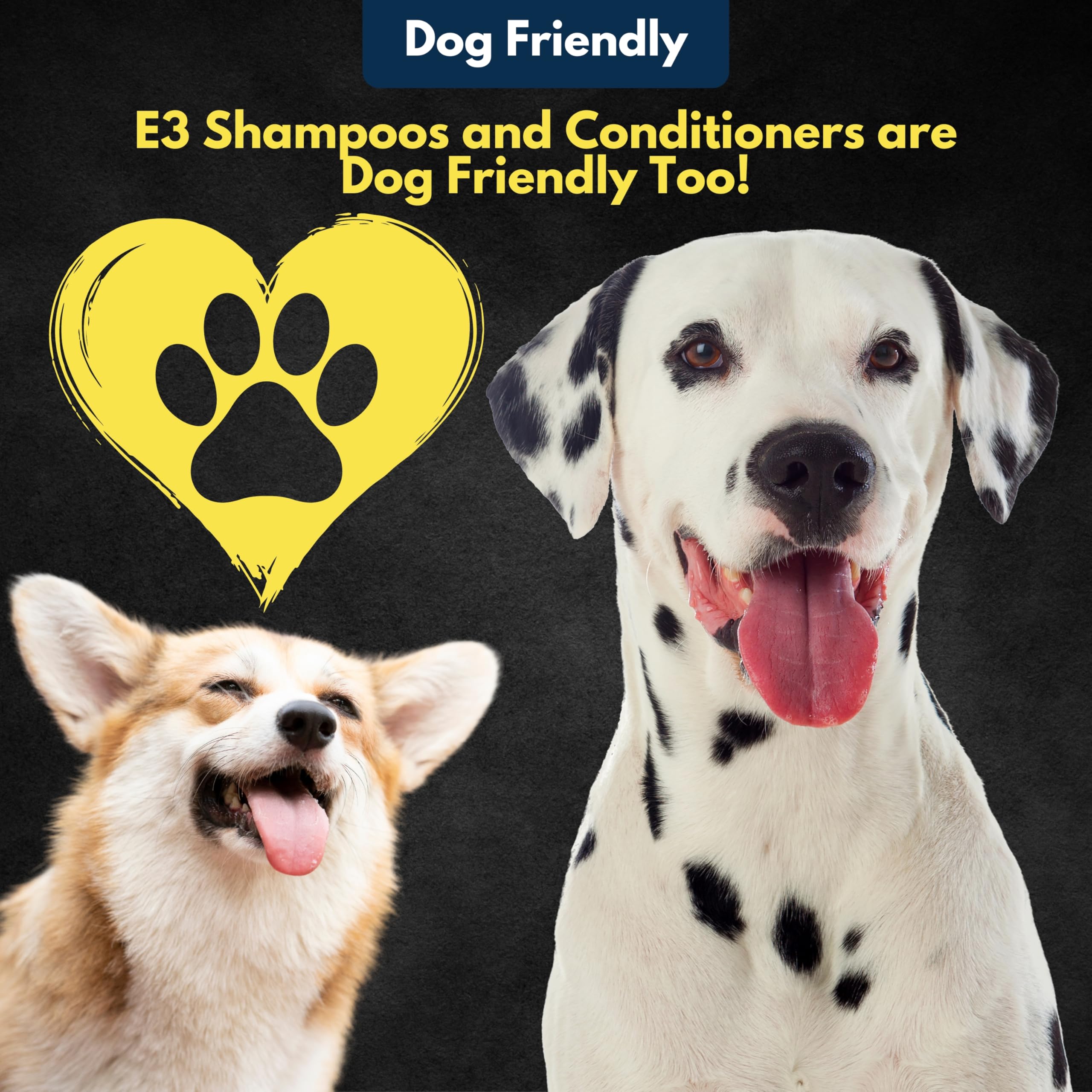 E3 packaging on shelf signals premium pet skincare for horses and dogs.