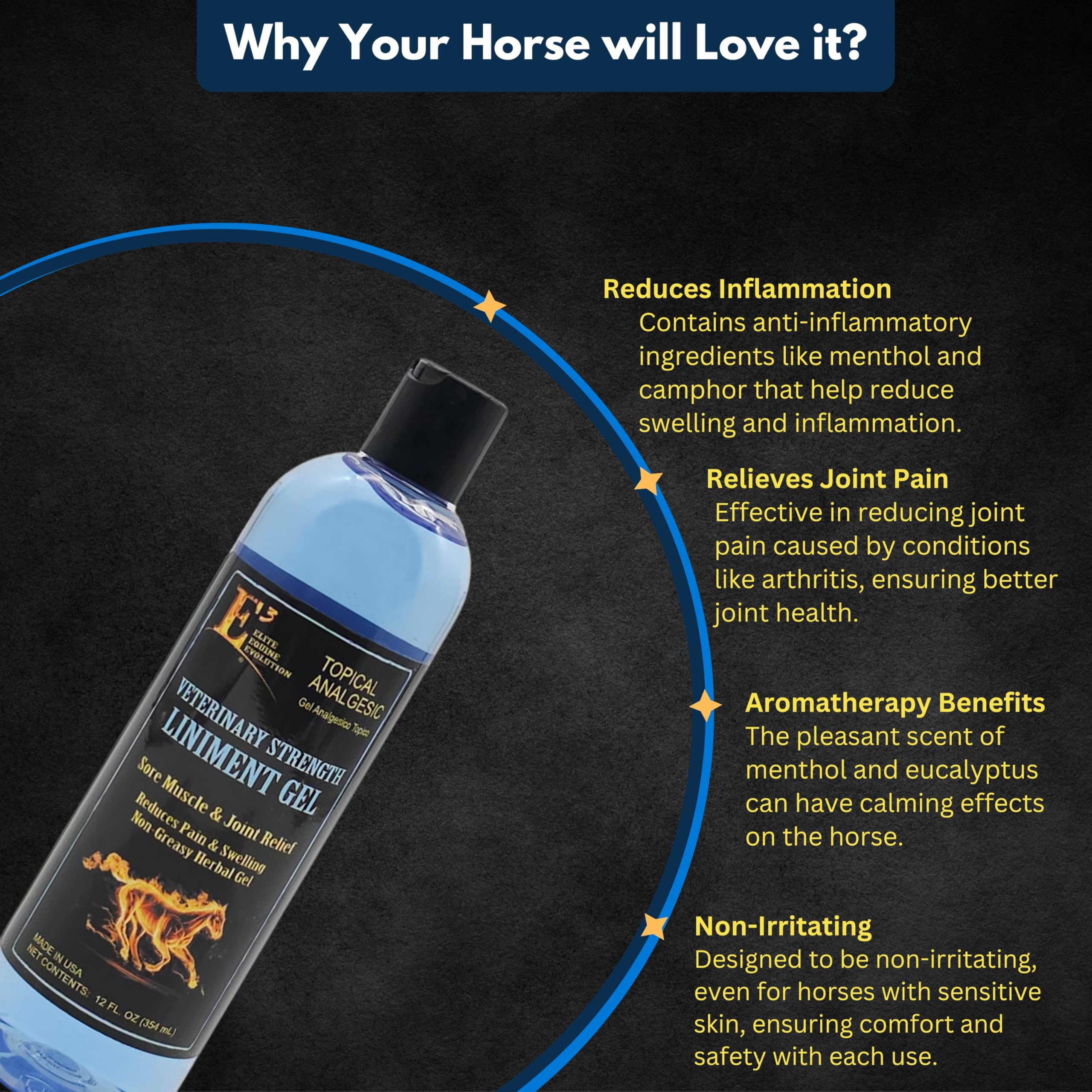 E3 Veterinary Strength Liniment Gel used on human shoulder to soothe stiffness.