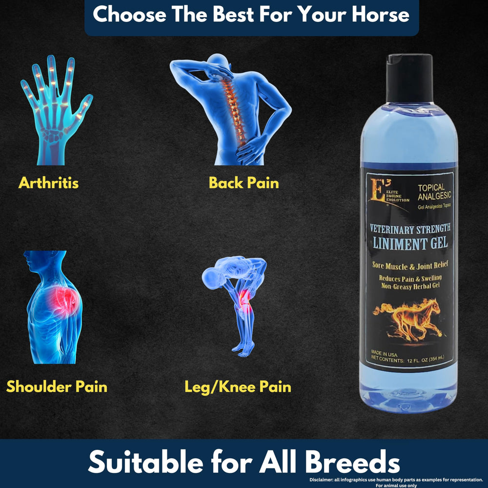 E3 Veterinary Strength Liniment Gel non-greasy formula dries quickly after application.