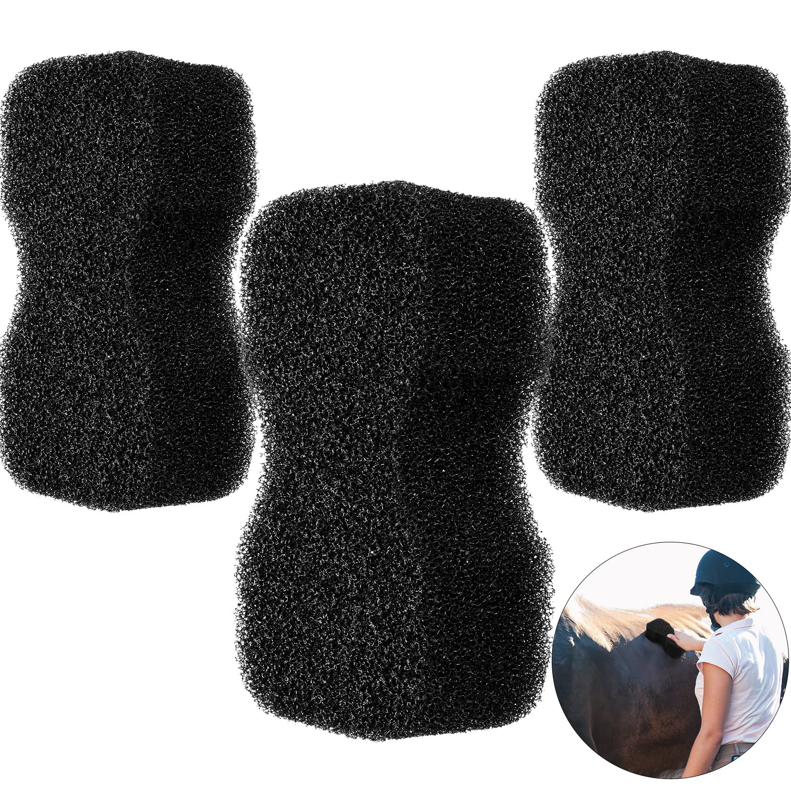 Eaasty horse groomer sponges 3pc pack—soft, large cleaning pads for efficient dirt removal.