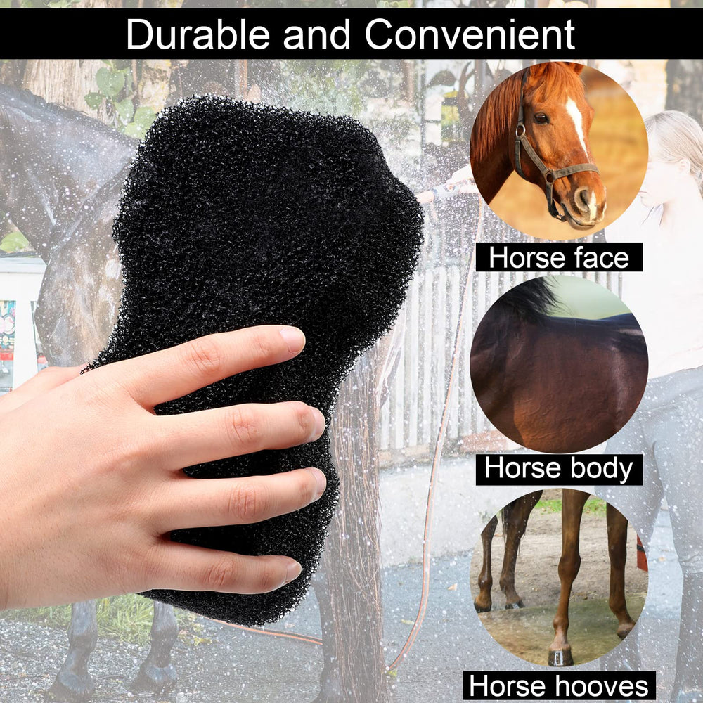 Eaasty sponge cleaning close shot—removes dust and debris from horse coat.