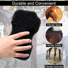 Eaasty sponge cleaning close shot—removes dust and debris from horse coat.
