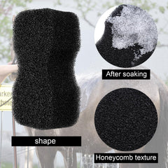 Eaasty horse sponge used after a ride—tack sweat marks quickly cleaned.