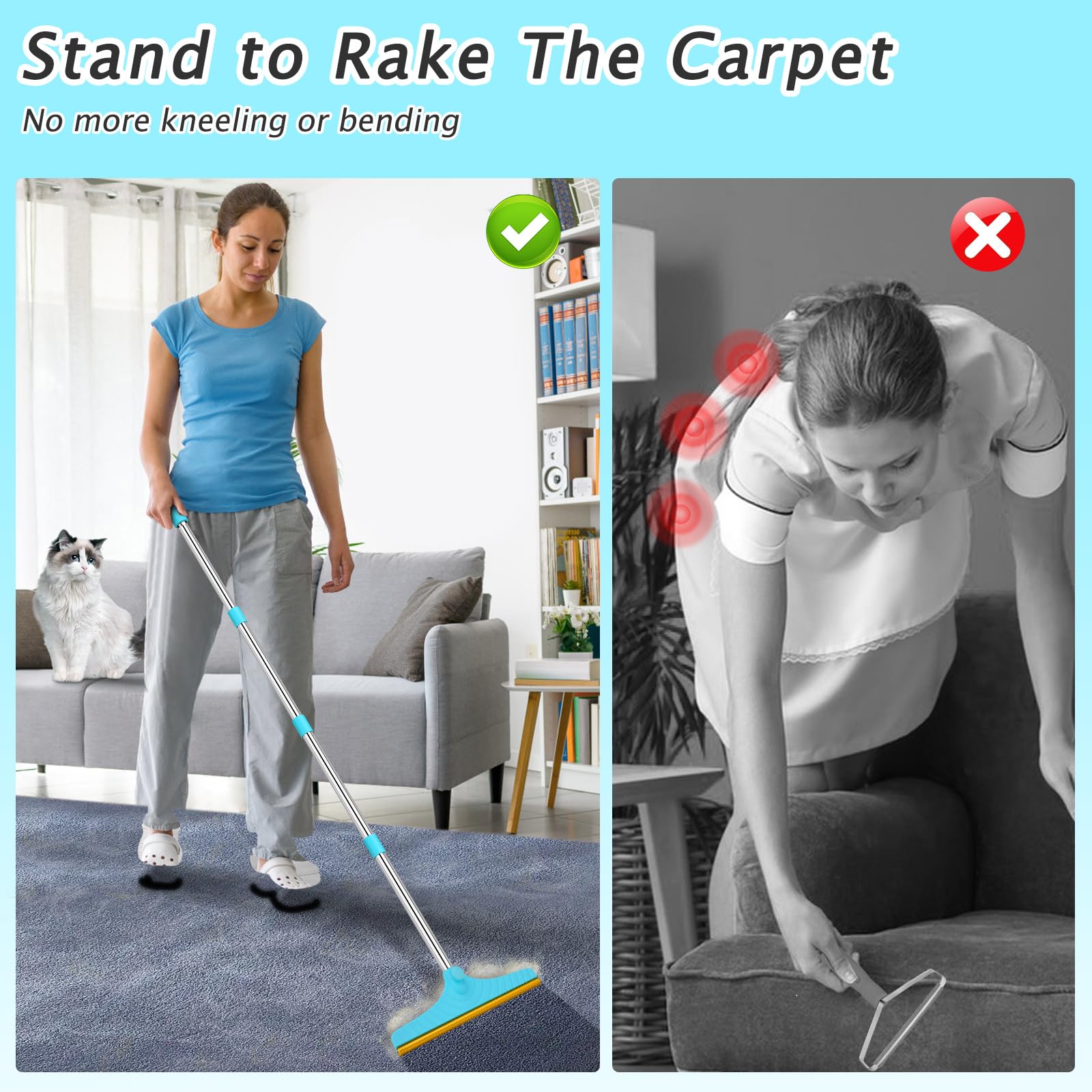 Eaersan metal teeth durability highlights long-lasting cleaning performance on carpets.