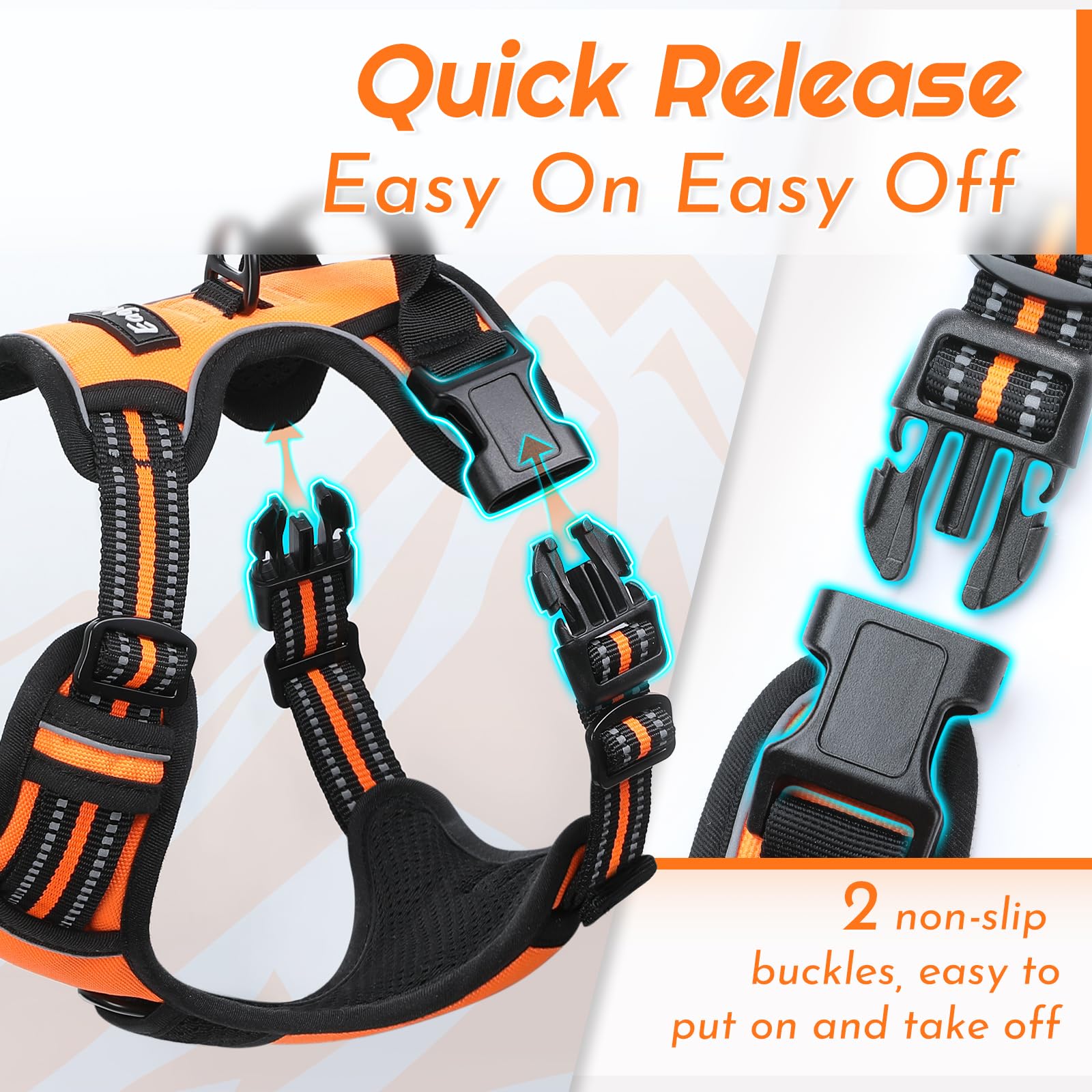 Eagloo harness easy-on-off quick-release buckles for simple wearing