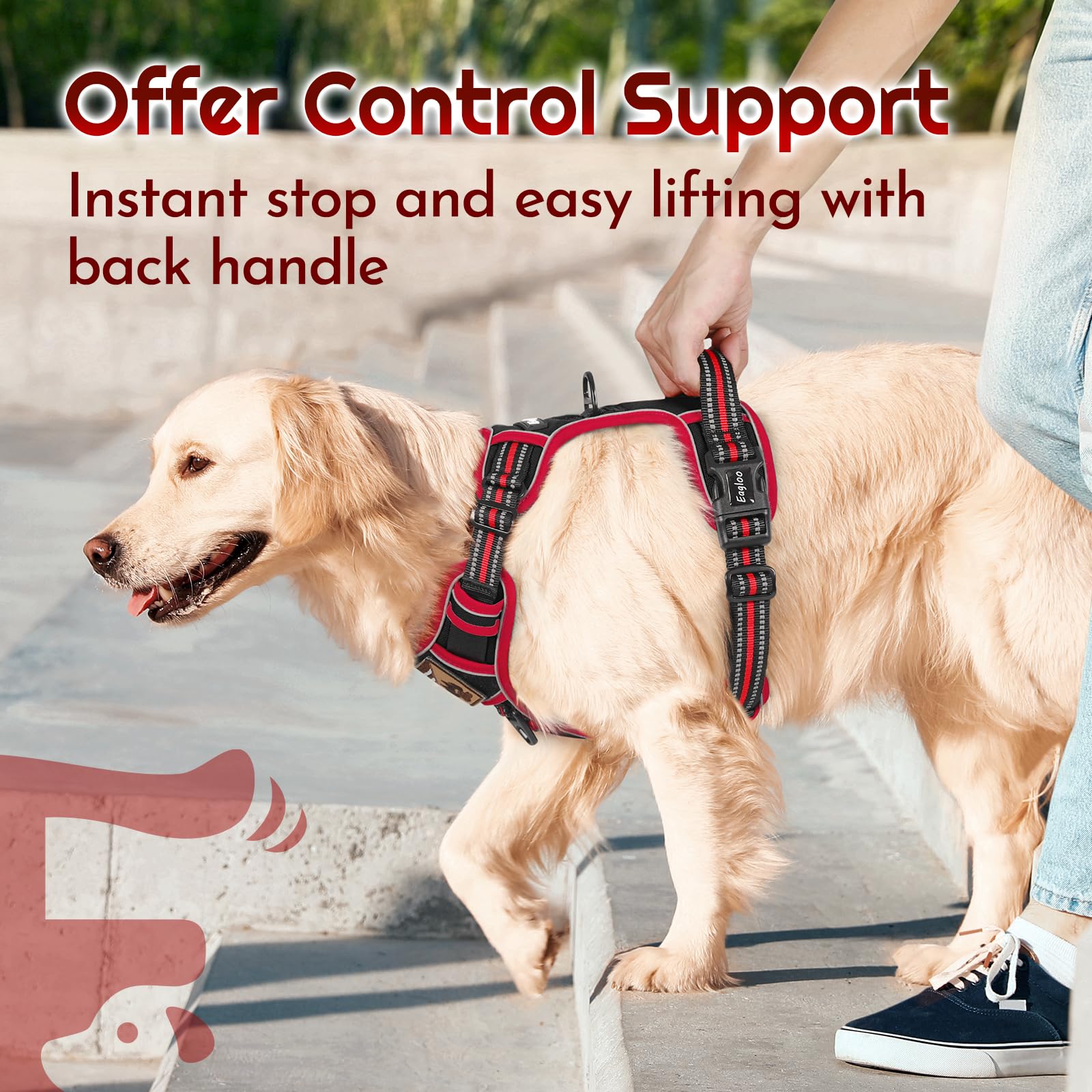 Eagloo harness includes a side control handle for emergency stops
