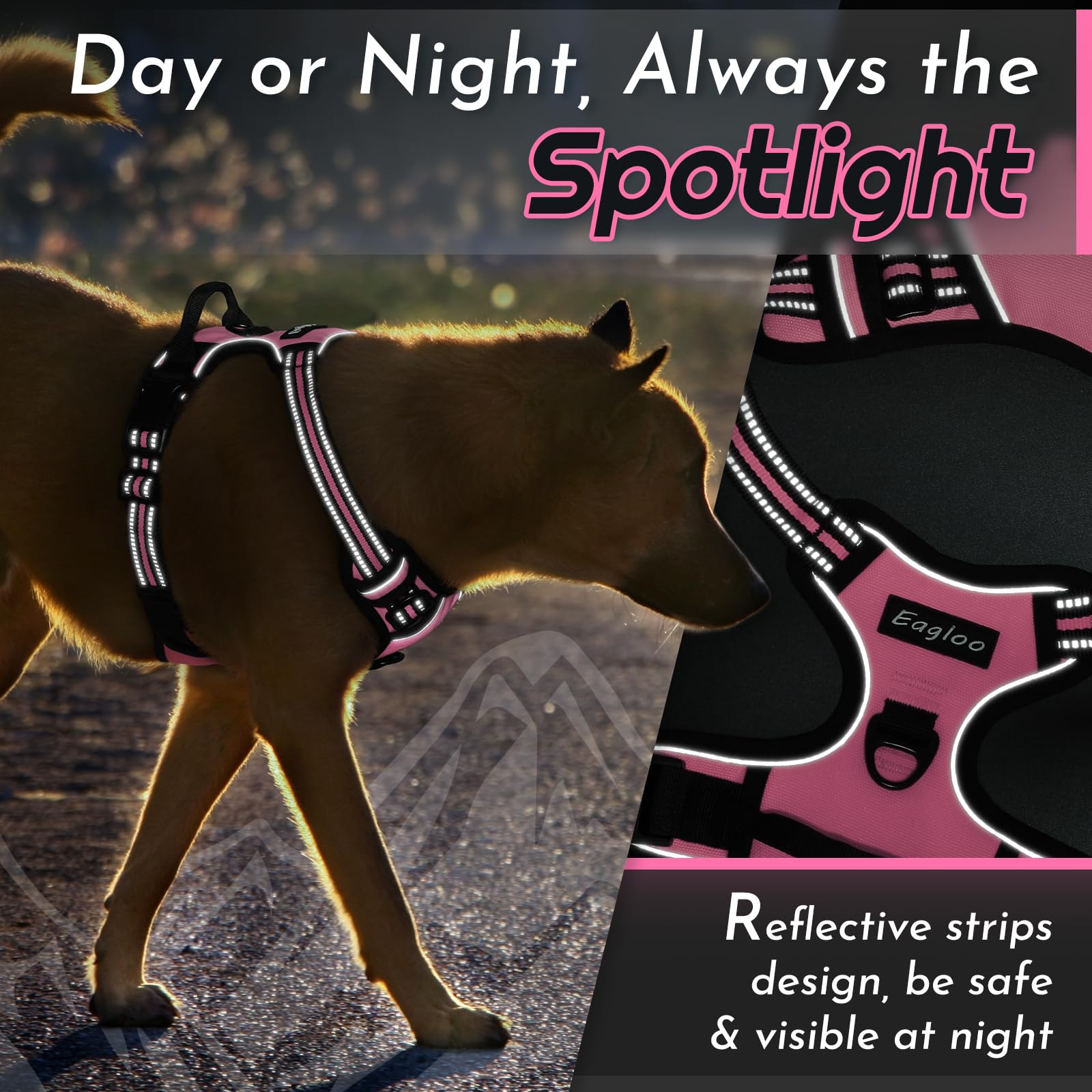 Eagloo dog harness large padded air mesh keeps a dog cool on walks.