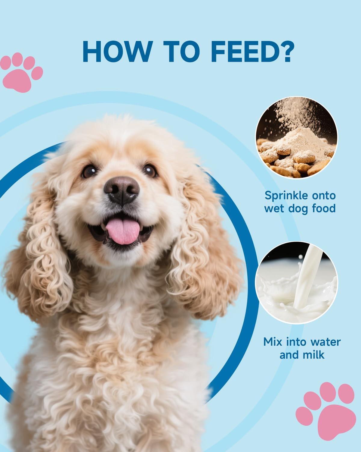 Eagou Diary bottle shows safe daily use for puppies to seniors.