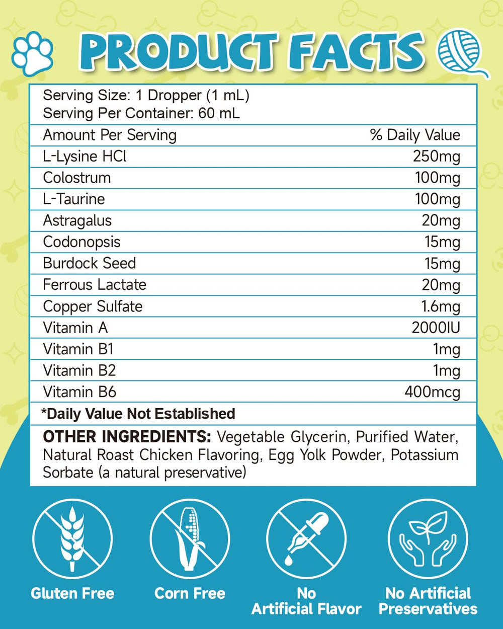Eagou Diary L-Lysine drops alcohol-free formula ensures safe daily use.
