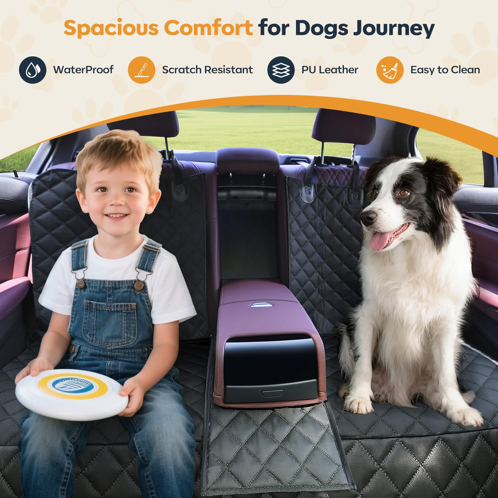 Eamefia dog seat cover back seat non-slip pad helps keep it in place.