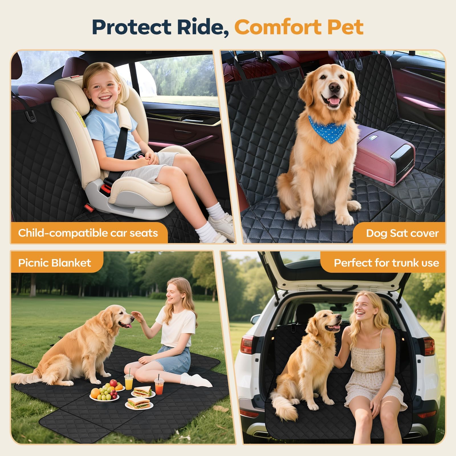 Eamefia dog seat cover back seat scratch-resistant fabric withstands claws.