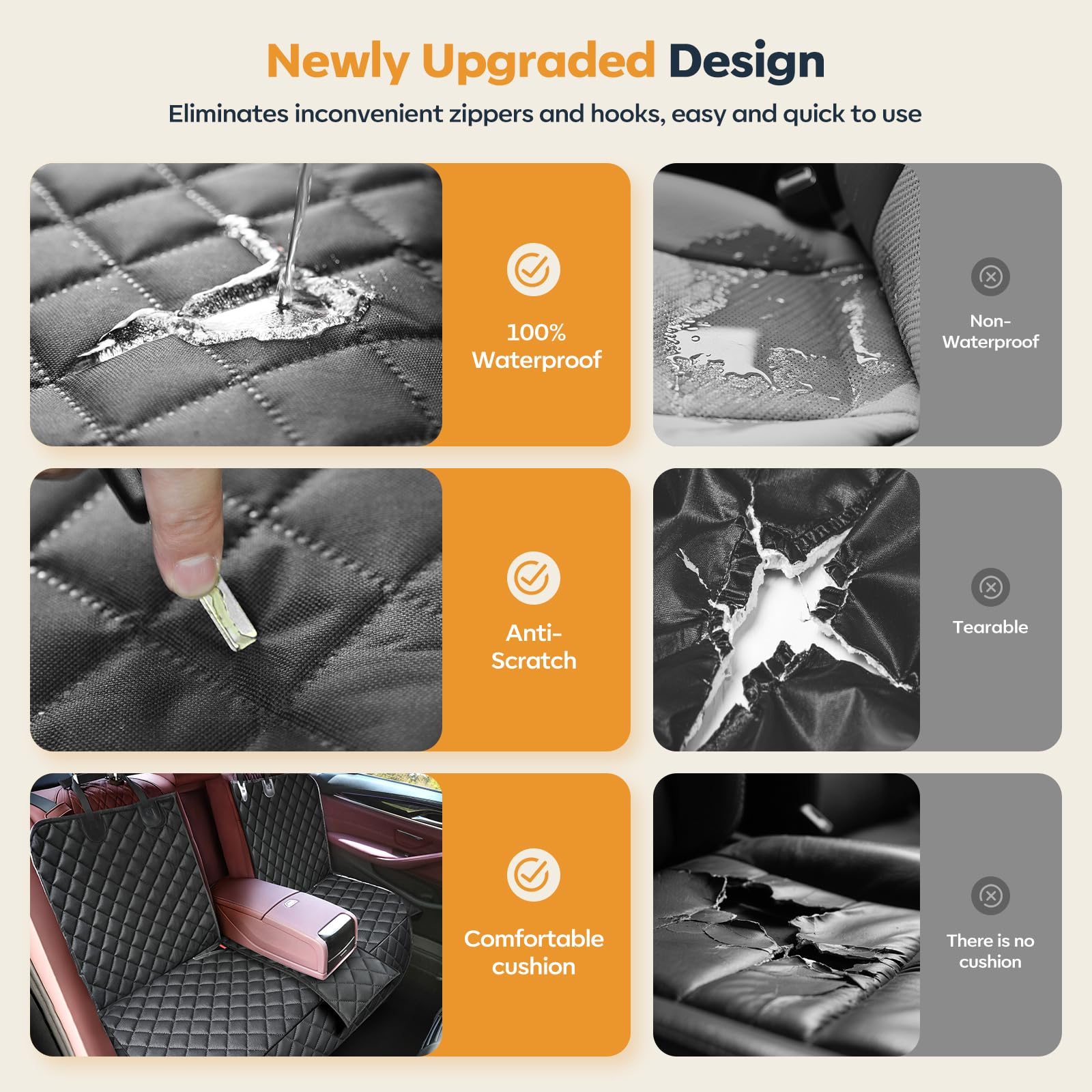 Eamefia dog seat cover back seat thickened fabric provides durable protection.