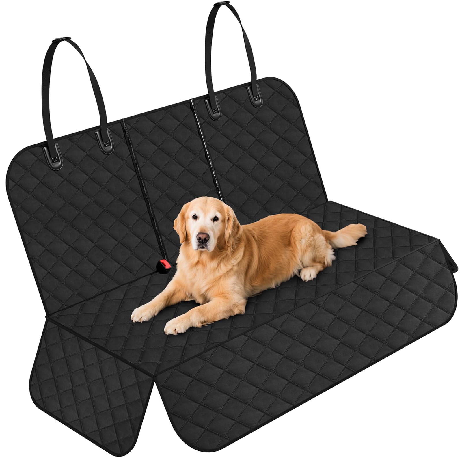 Eamefia dog seat cover back seat waterproof fabric protects upholstery from spills.