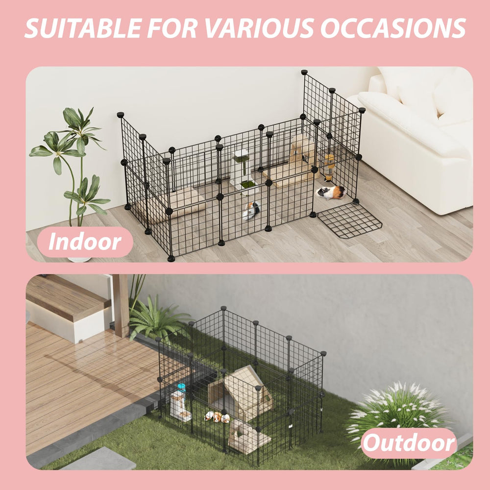 EAROND guinea pig cages expandable-playpen illustrates scalable space as small animals grow.