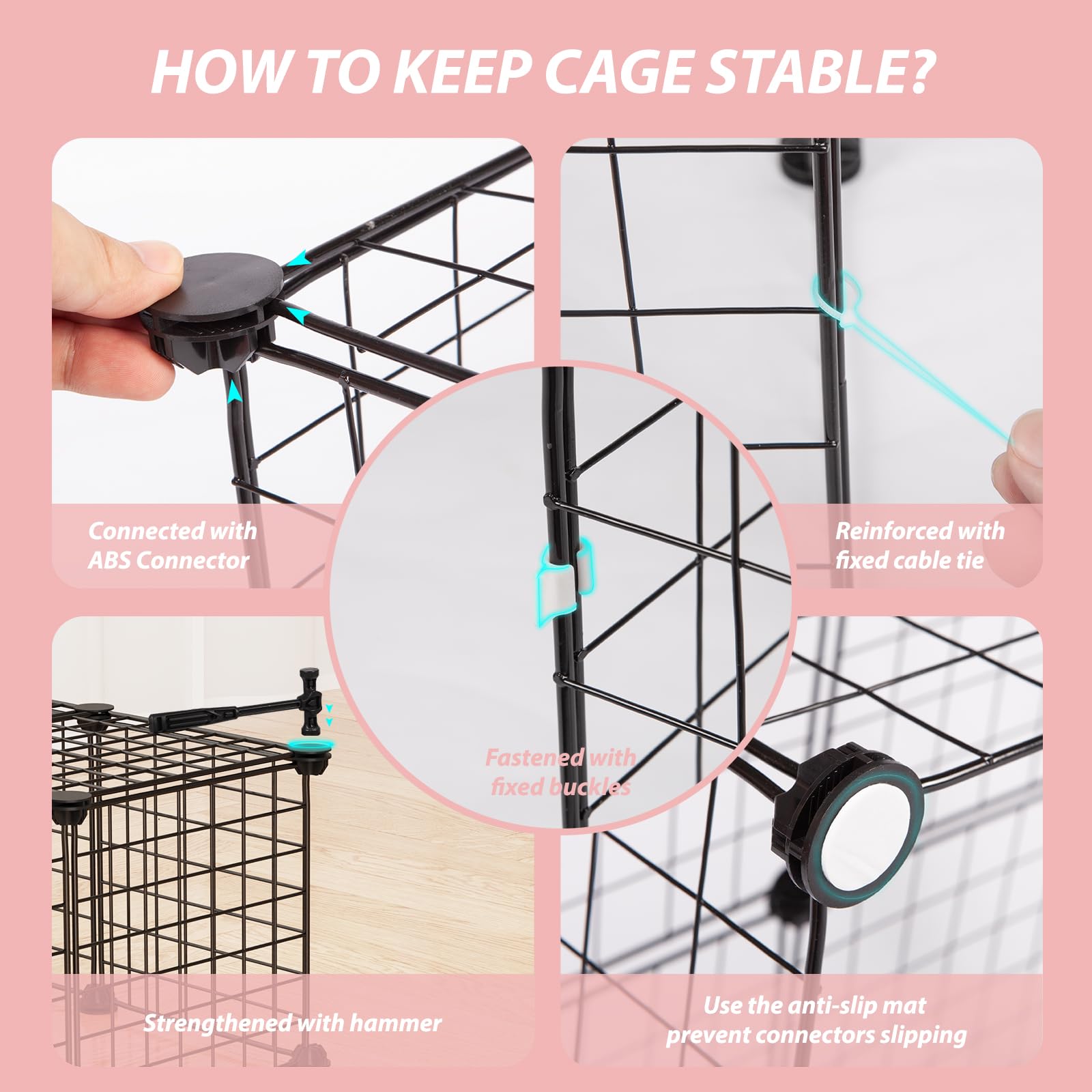 EAROND guinea pig cages sturdy-abs-connectors shows stable enclosure with reinforced connections.