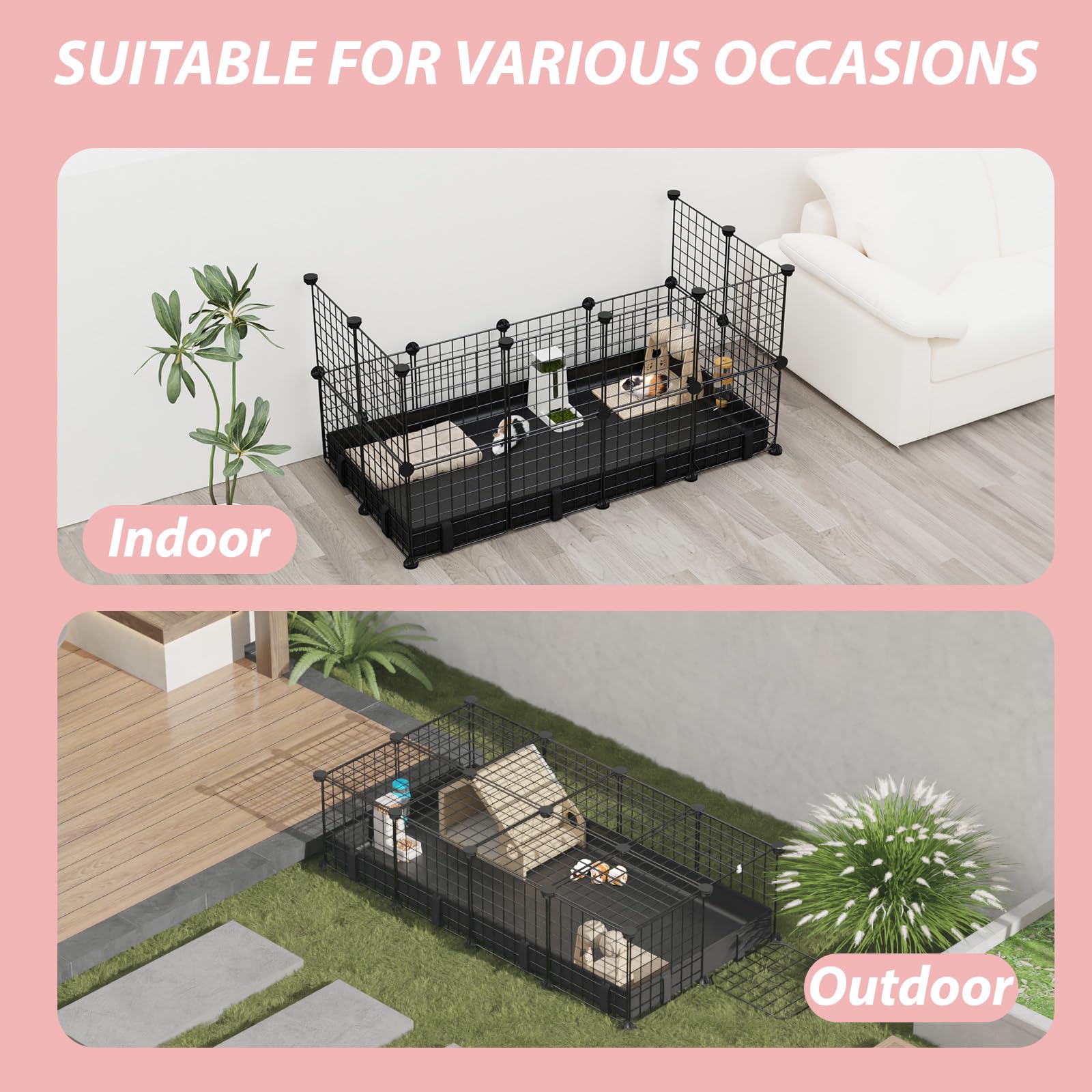 EAROND spacious play area for guinea pigs and rabbits in a ready-to-use setup.