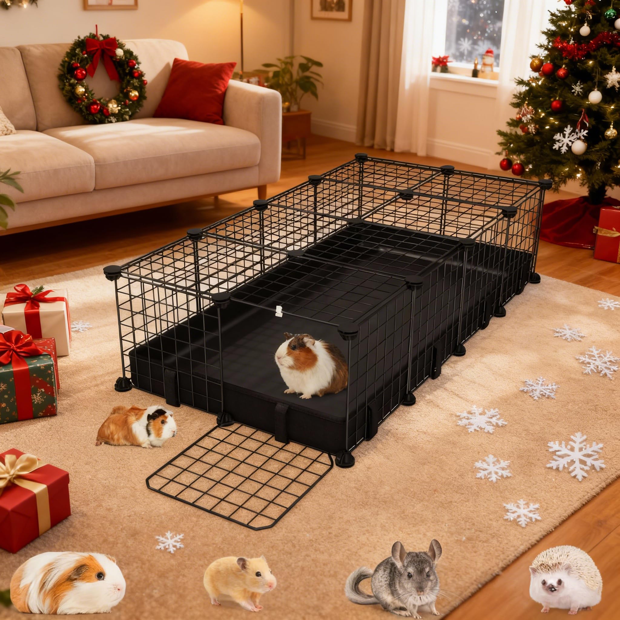 EAROND waterproof mat fitted to the playpen showing spill protection and easy cleaning.