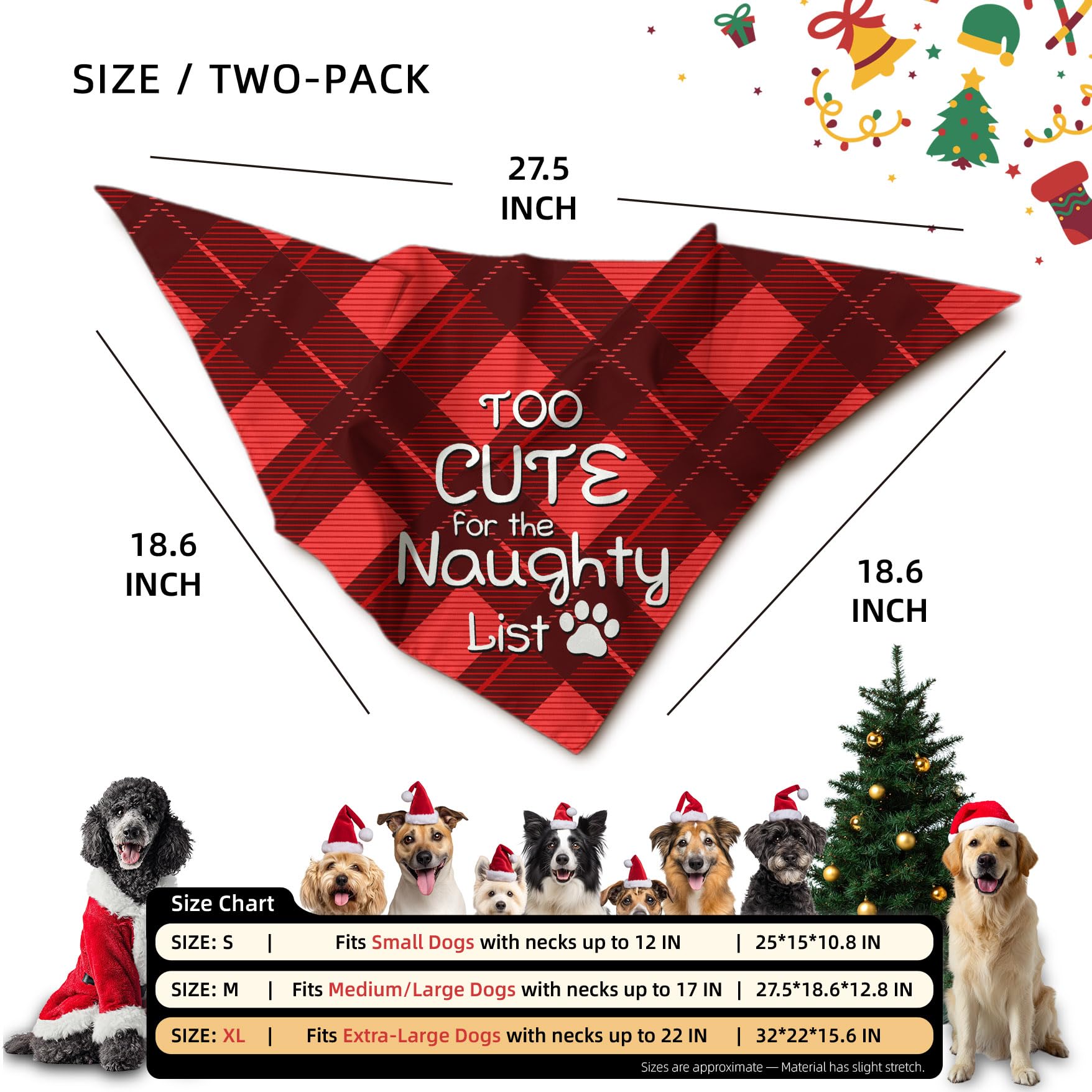 Bandana navidad Earus, tela suave de dos capas para mayor confort.