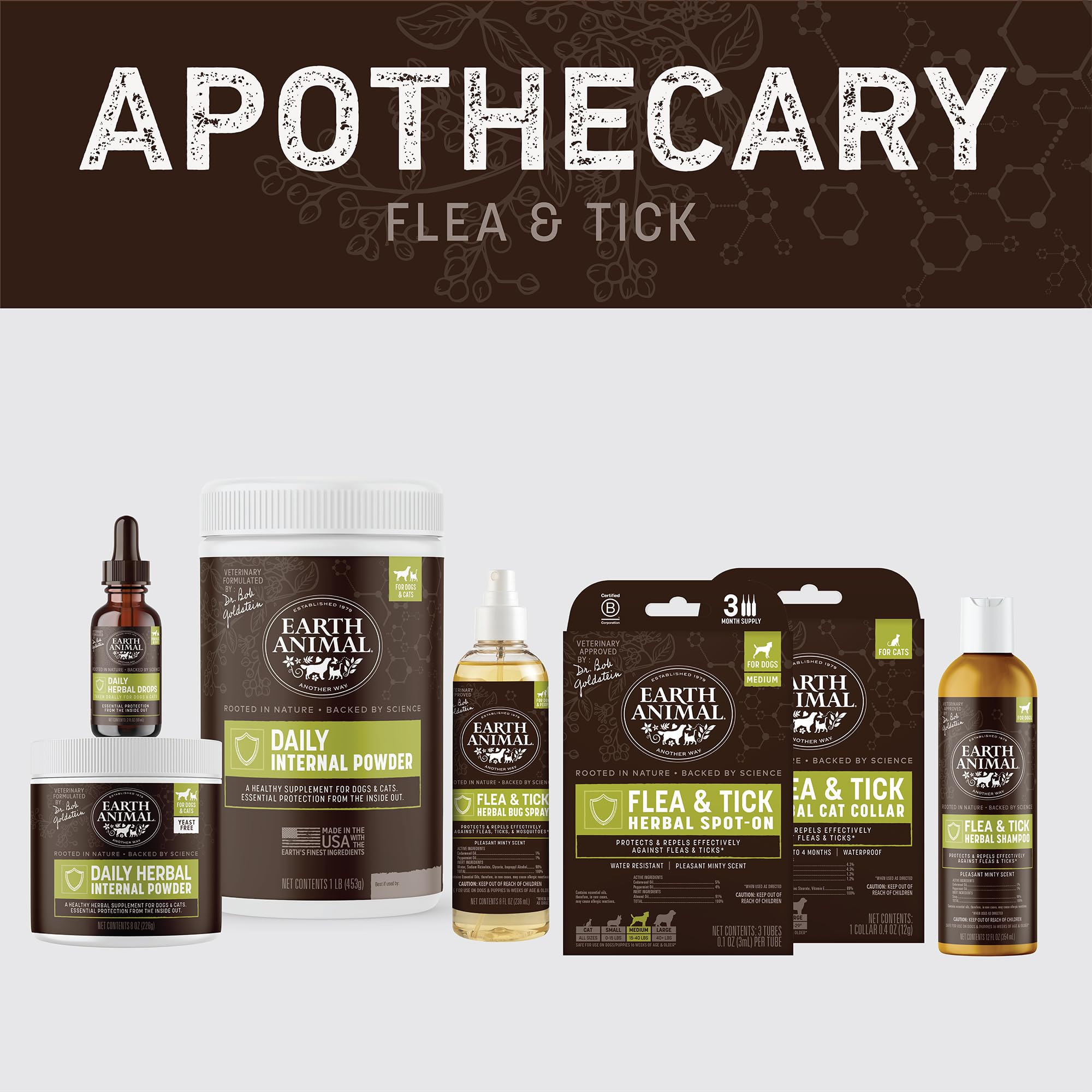 Earth Animal Apothecary daily powder added to cat meals supports a holistic routine.