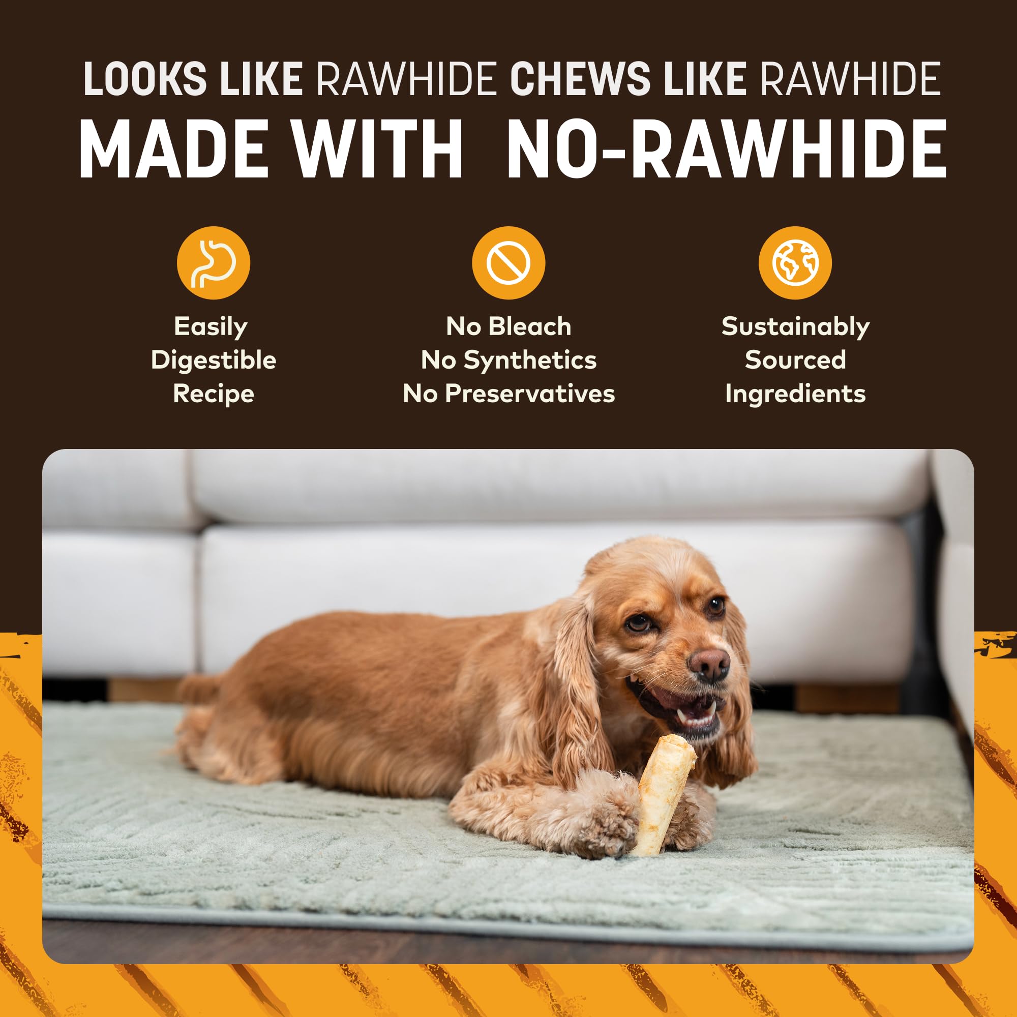 Earth Animal No Hide Chews baking process image emphasizes careful preparation and quality control.