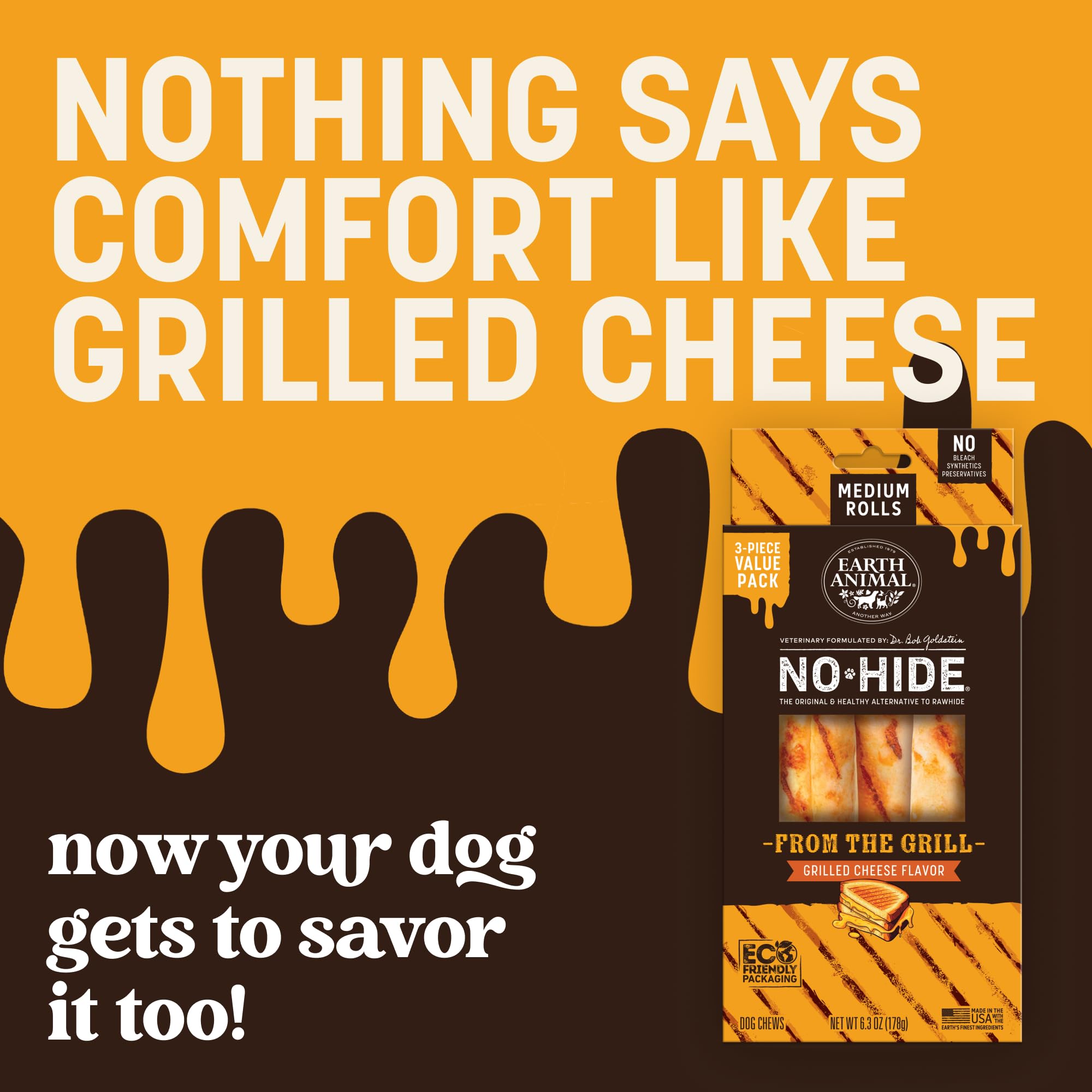 Earth Animal No Hide Chews medium dog chew in use for medium dogs 40-69 lbs.