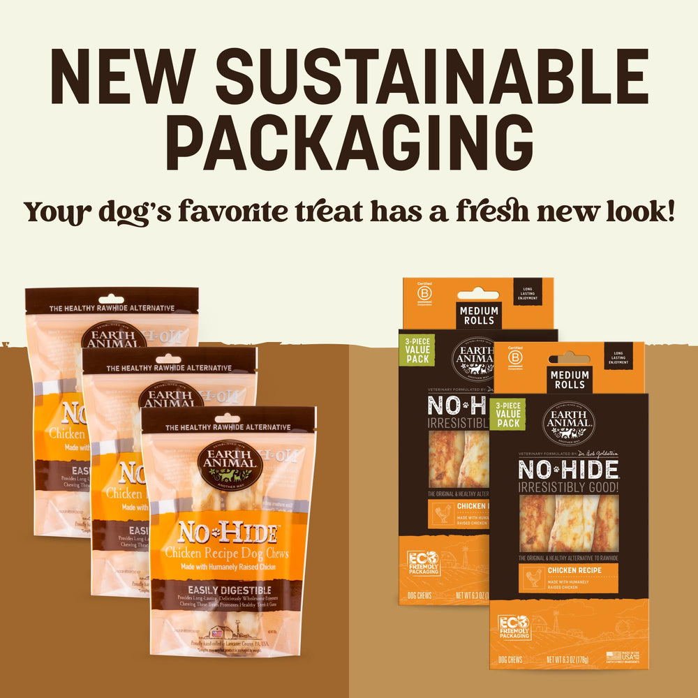 Earth Animal No Hide Chews chicken rolls closeup showing durable texture for chewers
