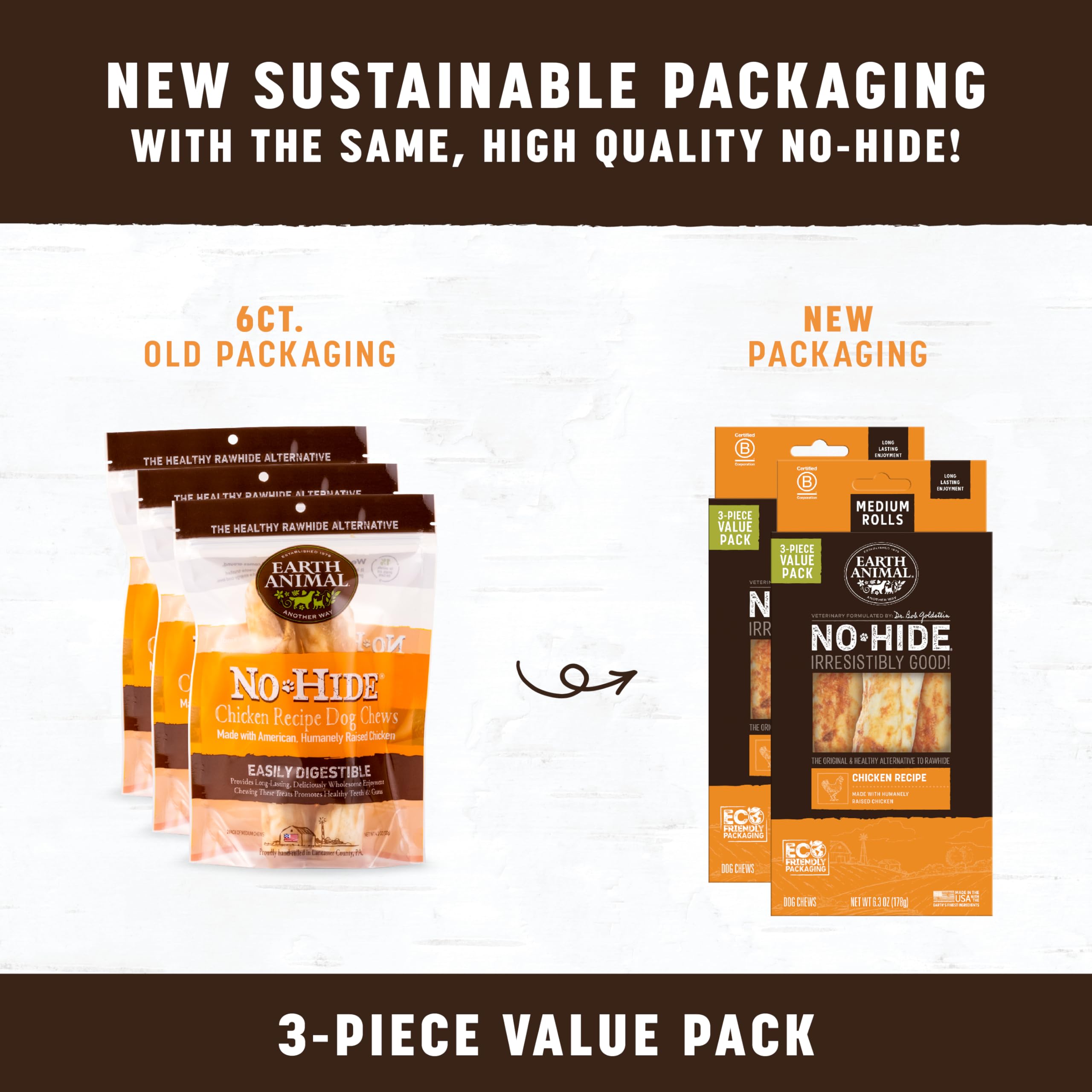 Earth Animal No Hide Chews Rolls closeup – natural ingredients and chicken flavor