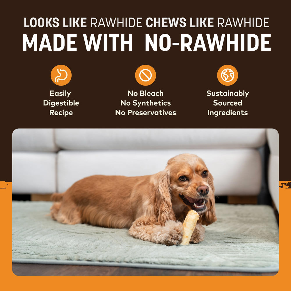 Earth Animal No Hide Chews Rolls USA-made with seven-ingredient blend for clean chewing.