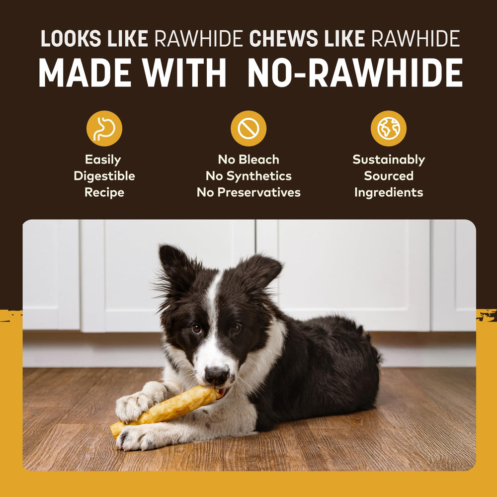 Open pack of Earth Animal No Hide Chews Rolls peanut butter, easy portioning