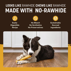 Open pack of Earth Animal No Hide Chews Rolls peanut butter, easy portioning