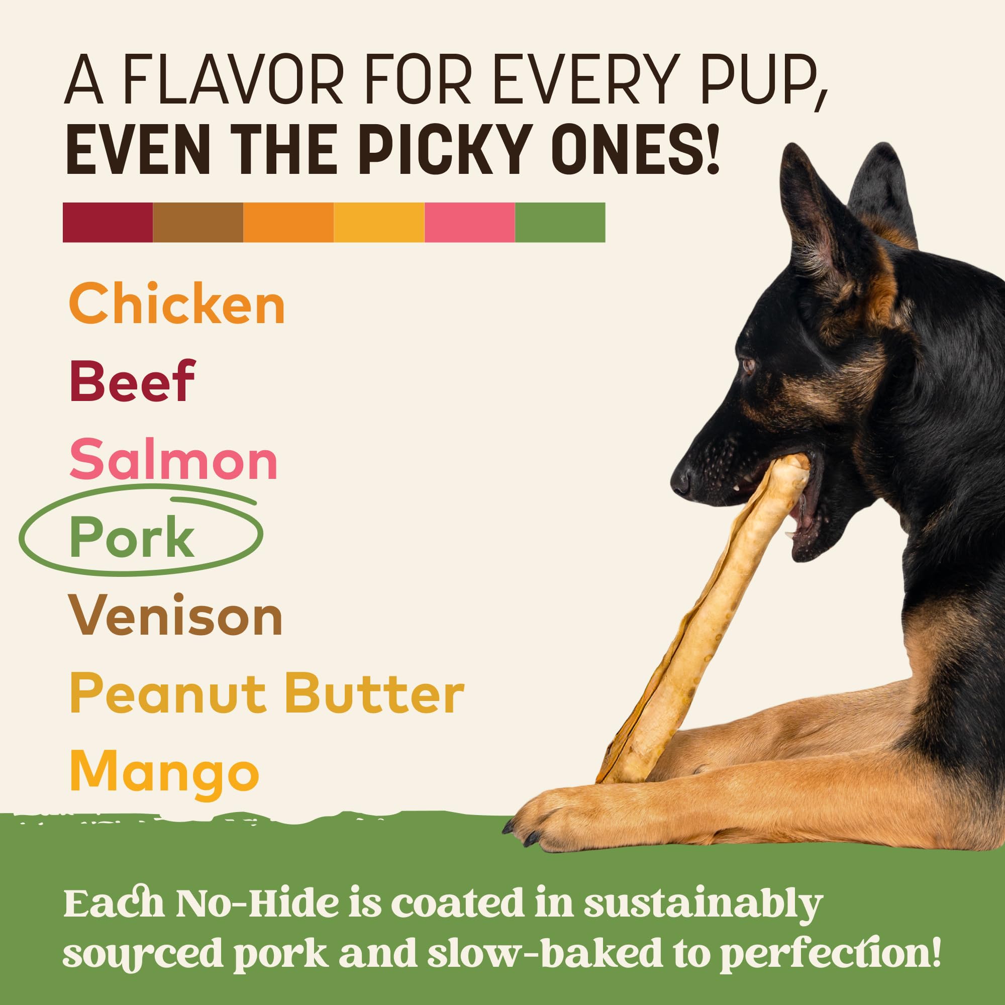 Earth Animal No Hide Chews Rolls dog chewing action demonstrates safe, rawhide-free entertainment.