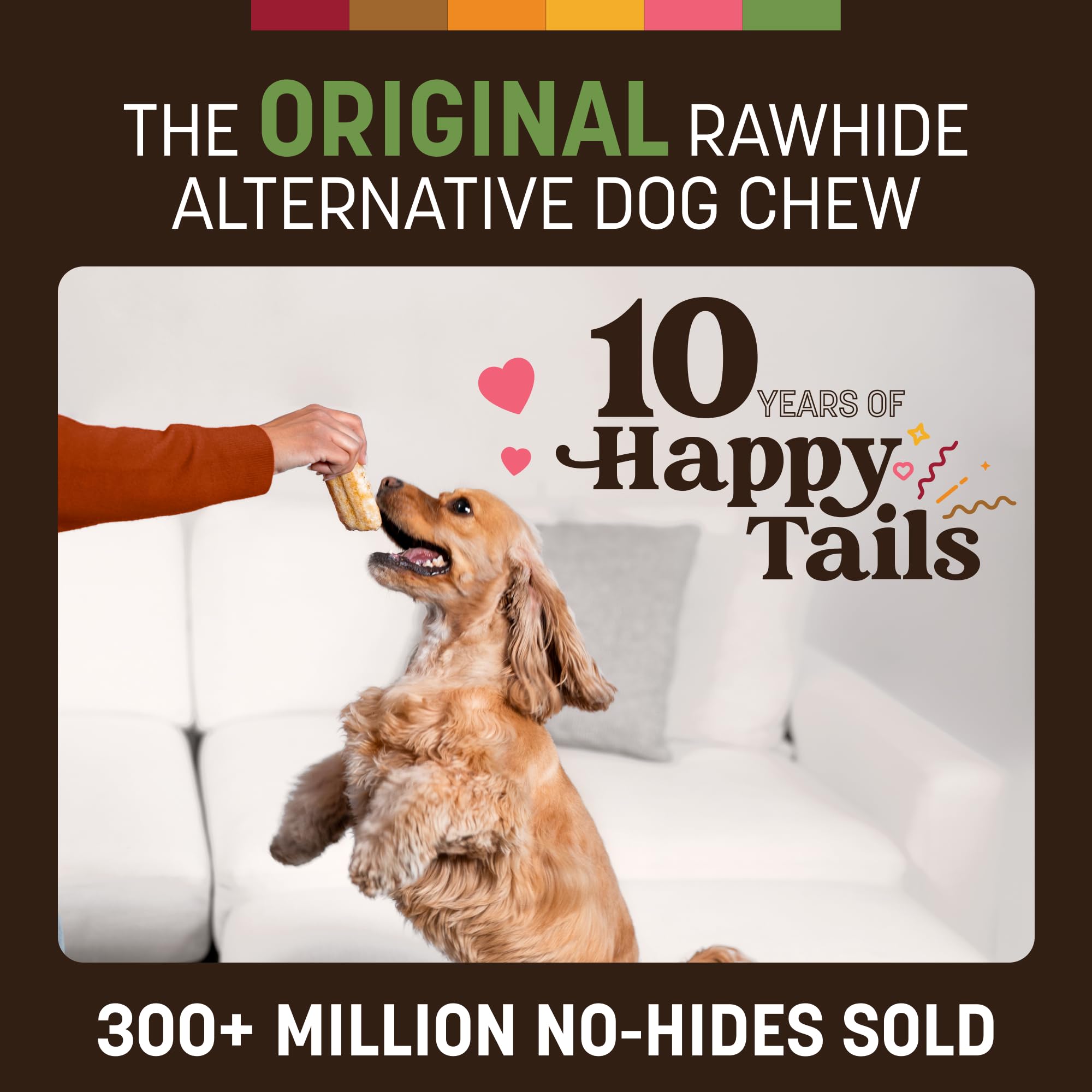 Earth Animal No Hide Chews pork rolls packaged for durable USA-made quality.